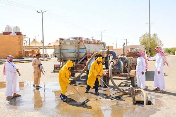 بلدية محافظة الأسياح تنفذ تجربة فرضية لهطول أمطار غزيرة وجريان السيول